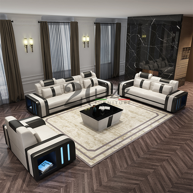 Couch Canvas Led Schnittsofa mit Couchtisch