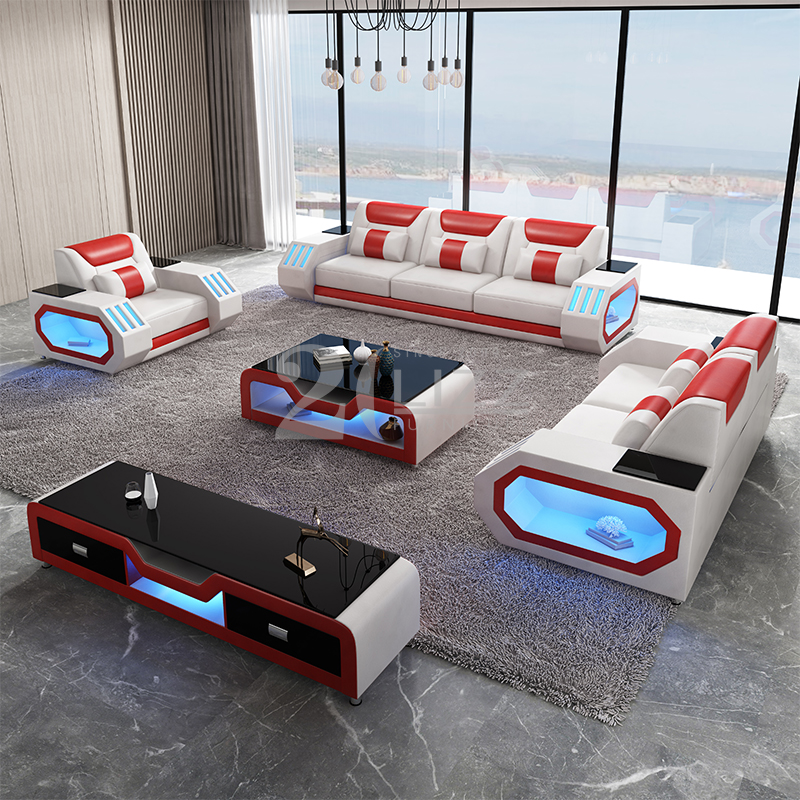 Home Leder Led Schnittsofa für Wohnzimmer