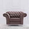 Braunes Stoffsofa im klassischen Stil mit Holzrahmen
