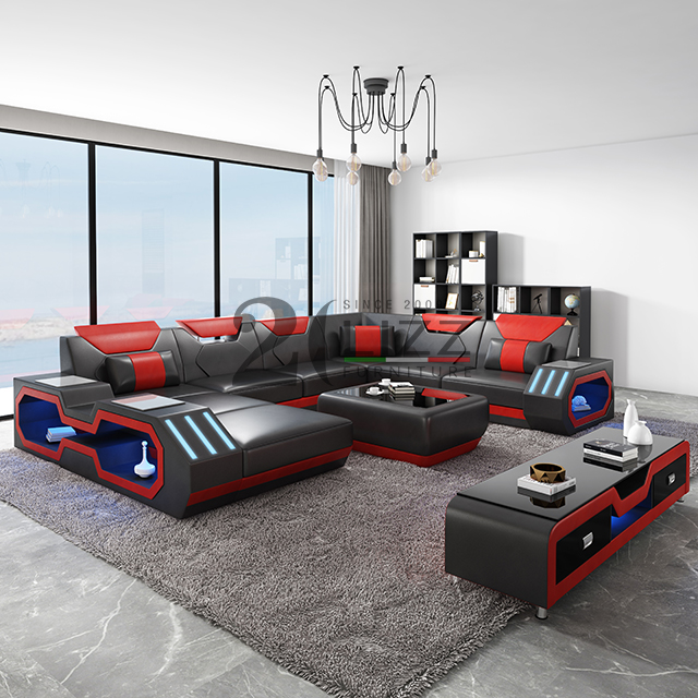 Sofa mit Couchgarnitur und Tisch