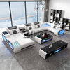 U-förmiges Ledersofa mit LED-Ausschnitt und TV-Ständer