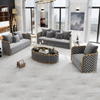 Luxus Sofa aus grauem Stoff mit Metallrahmen