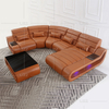 Leisure Dunkelbraunes LED-Anteilsofa mit Tisch