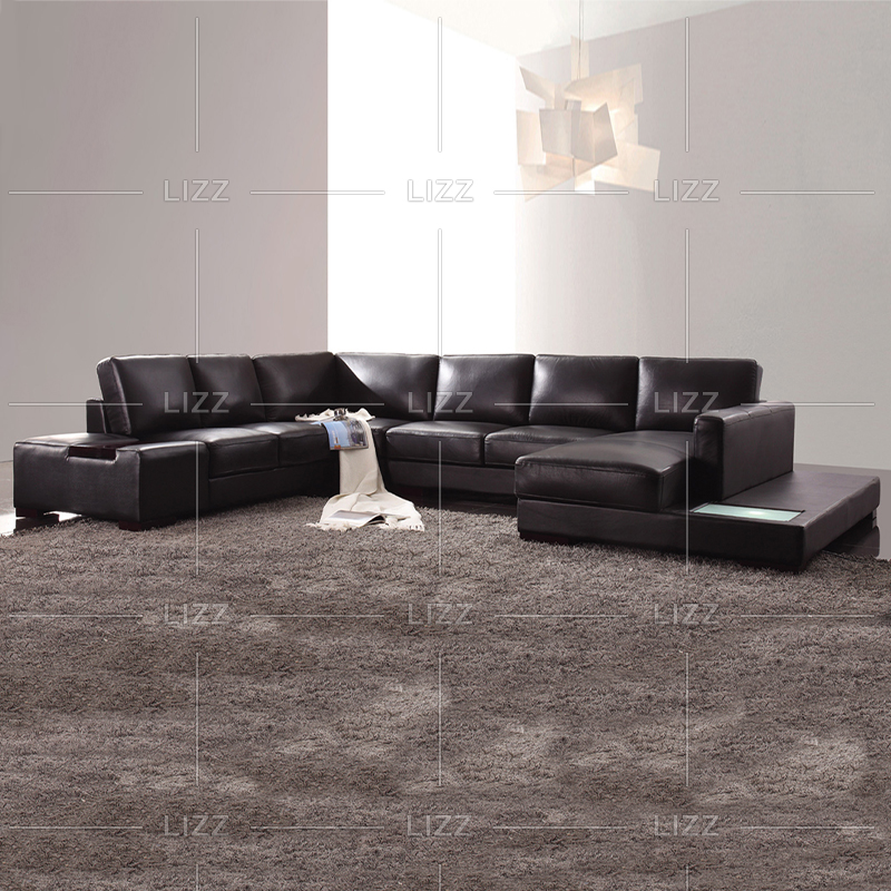 U-förmiges LED hochwertiges Ledersofa