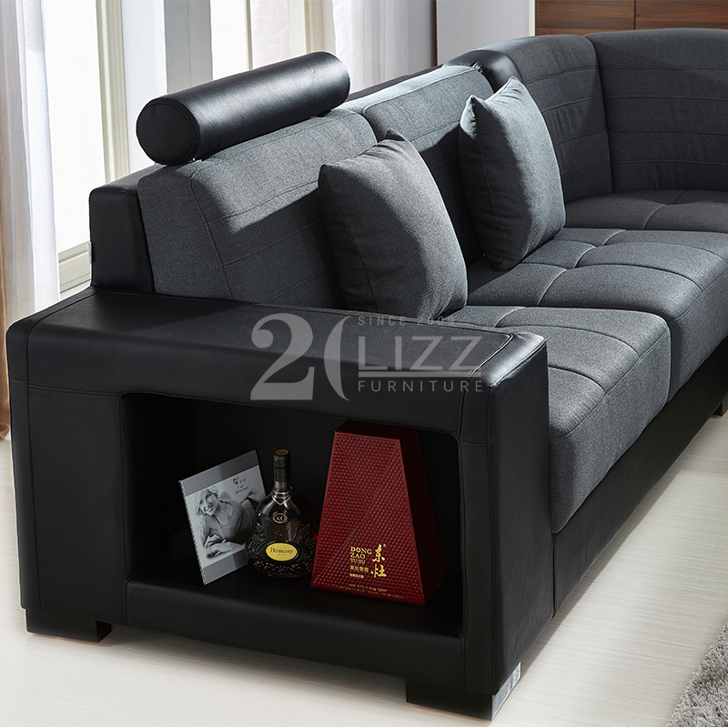 Hochwertiges LED-Sofa aus Kunstleder mit TV-Ständer