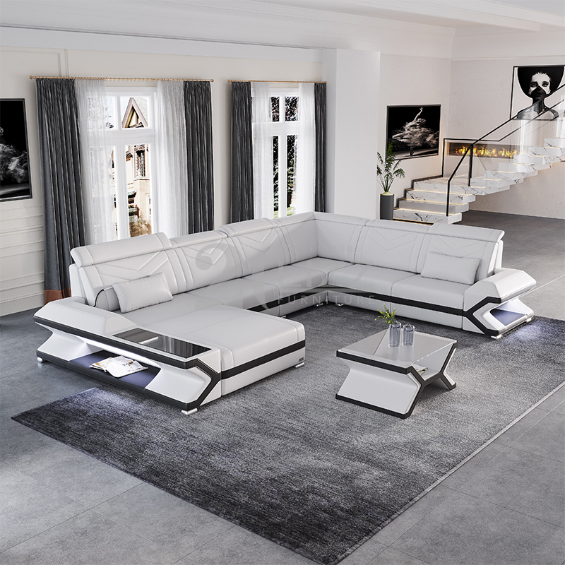 Couch Microfiber Led Schnittsofa für Familienzimmer
